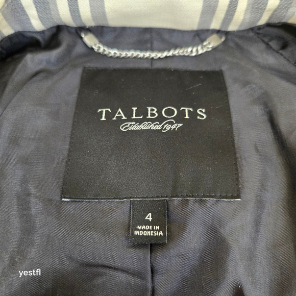 Women's Talbots Blazer Jacket Size 4 White Black Plaid - Picture 6 of 7